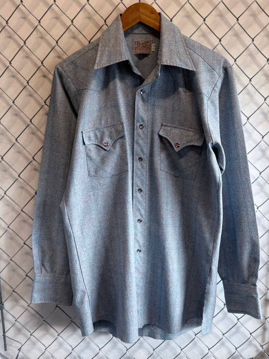Vintage H Bar C Westernwear Pearl Snap Button Up Shirt Size Large