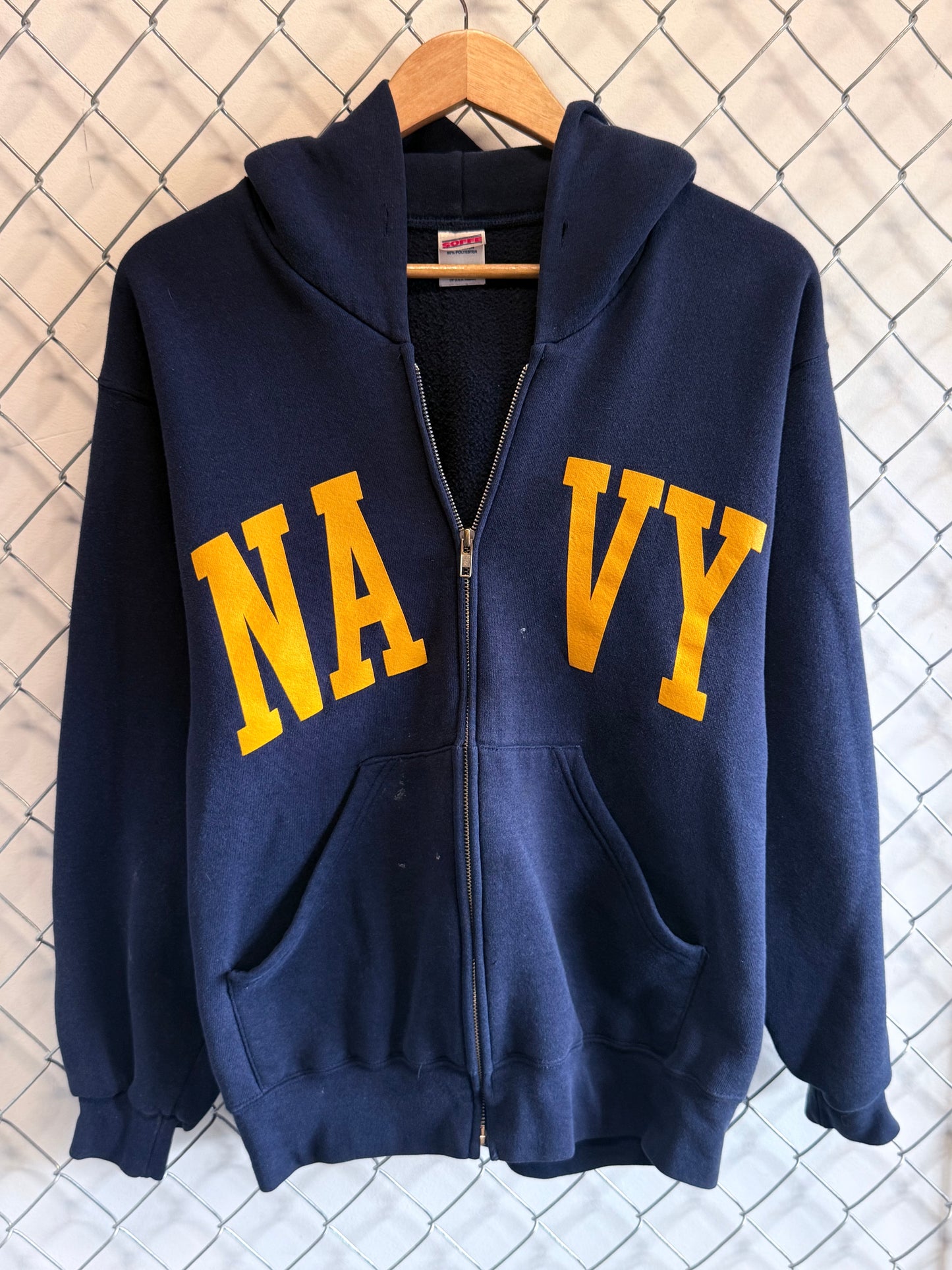 Vintage 90's US Navy Blue Lightweight Zip Up Hoodie Size Medium