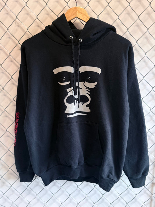 Vintage San Diego Zoo Gorilla Face Black Hoodie Size Medium