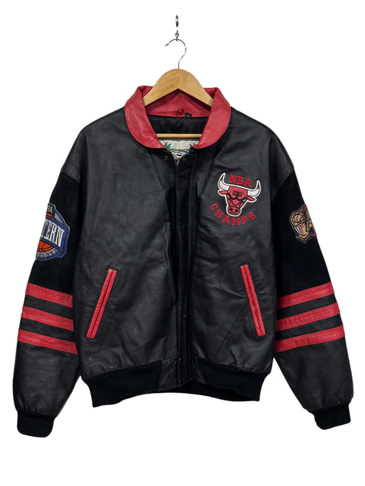Vintage 1997 Jeff Hamilton Chicago Bulls NBA Champs Leather Jacket Size Large