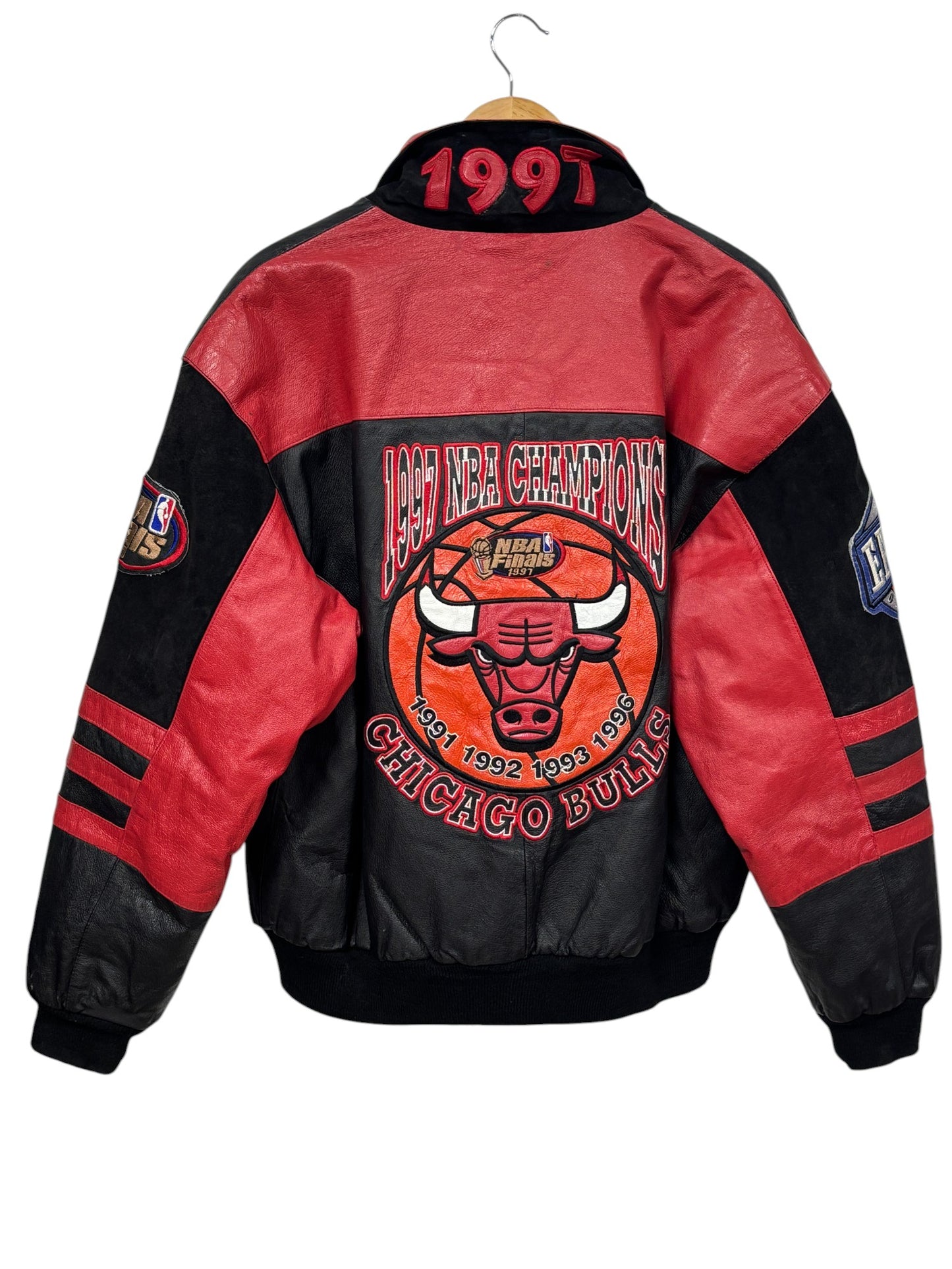 Vintage 1997 Jeff Hamilton Chicago Bulls NBA Champs Leather Jacket Size Large