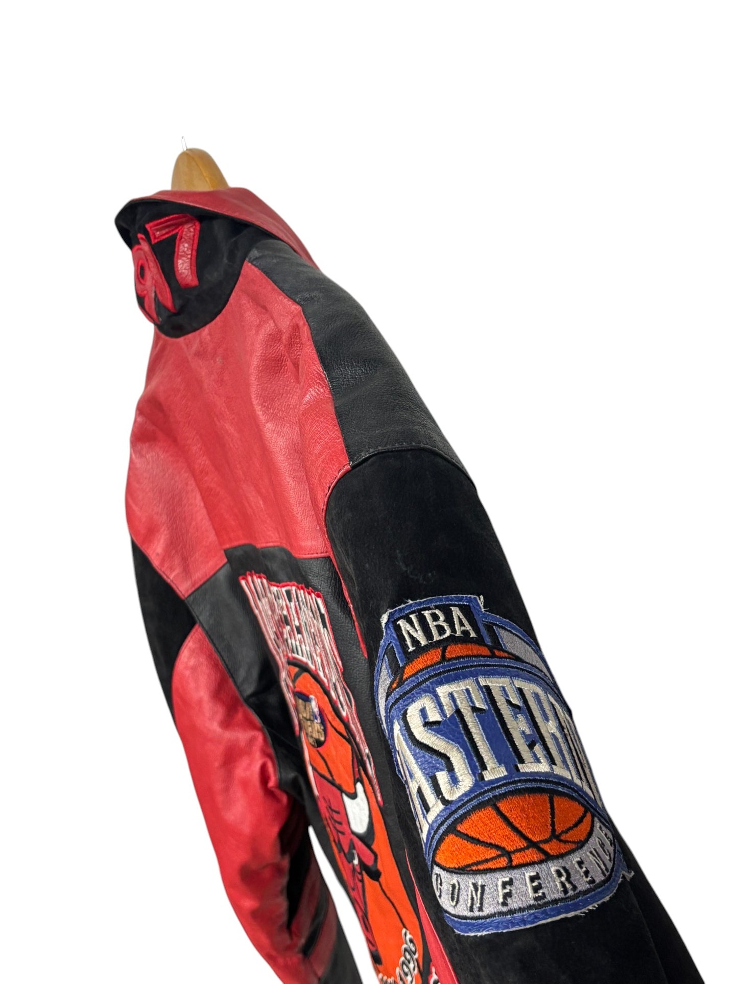 Vintage 1997 Jeff Hamilton Chicago Bulls NBA Champs Leather Jacket Size Large