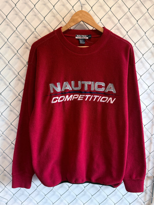 Vintage 90's Nautica Competition Red Crewneck Sweater Size Medium