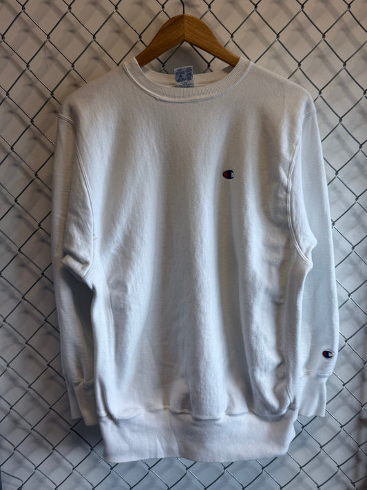 Vintage 90's Champion Reverse Weave White Blank Sweater Size XL