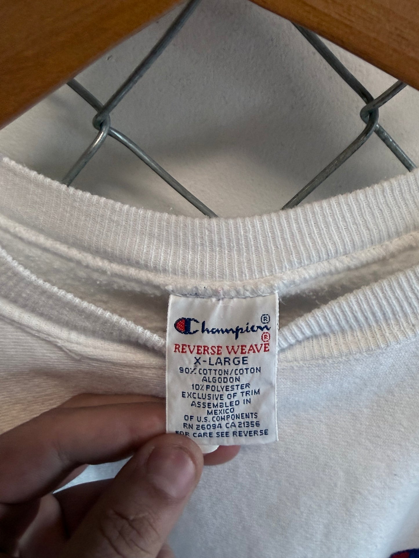 Vintage 90's Champion Reverse Weave White Blank Sweater Size XL