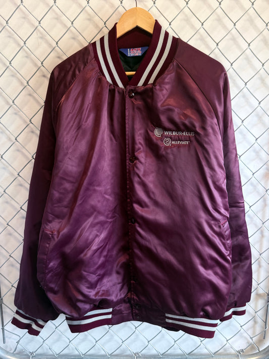 Vintage 90's Maroon Red Satin Bomber Jacket Size XXL