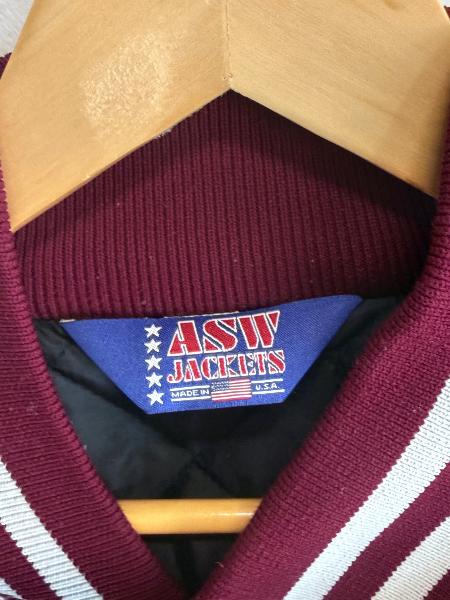Vintage 90's Maroon Red Satin Bomber Jacket Size XXL