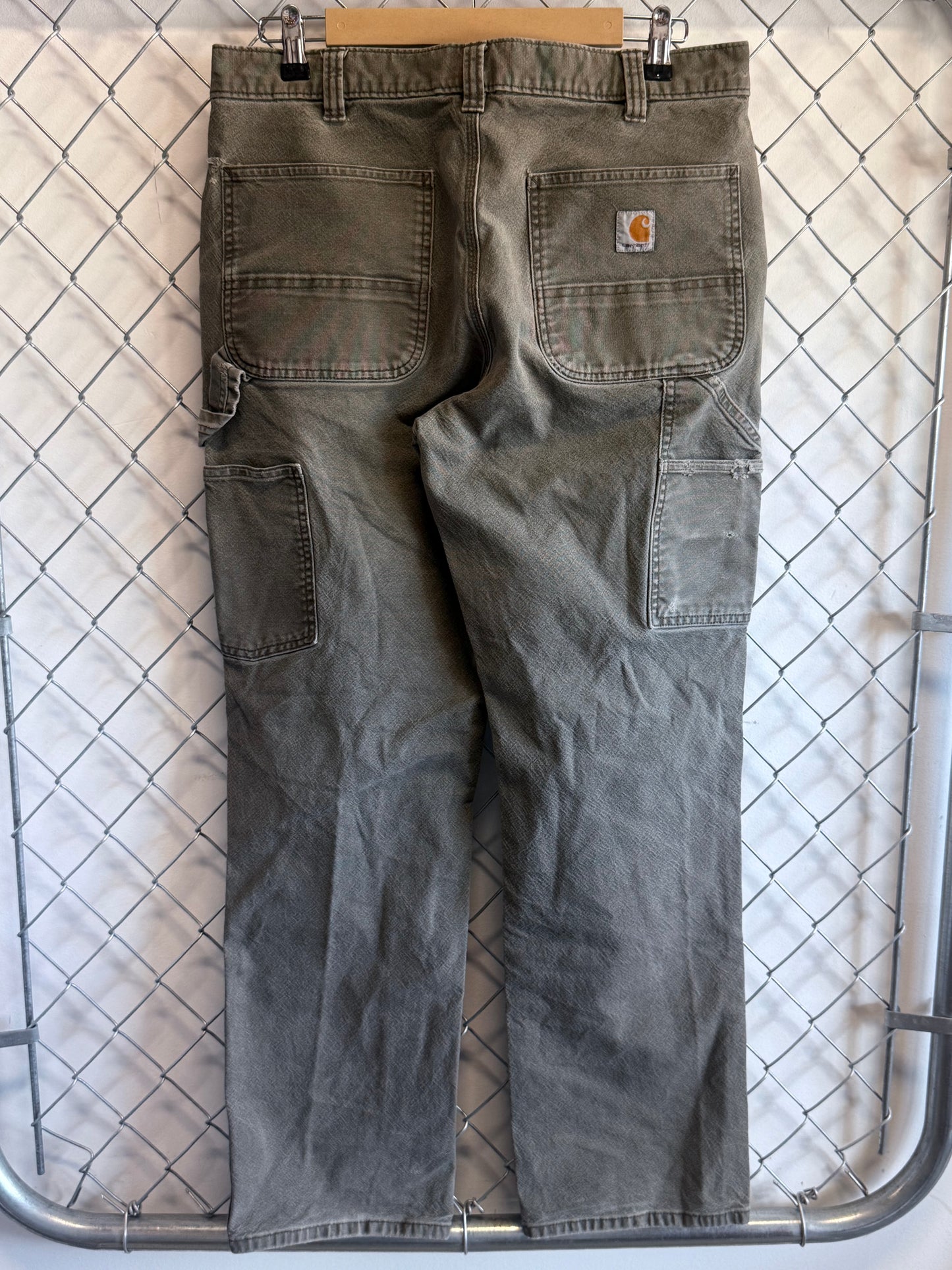 Carhartt Moss Green Distressed Carpenter Pants Size 34x30