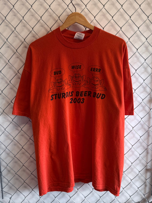 Vintage Y2K Budweiser Sturgis Biker Rally Frogs Graphic Tee Size XL