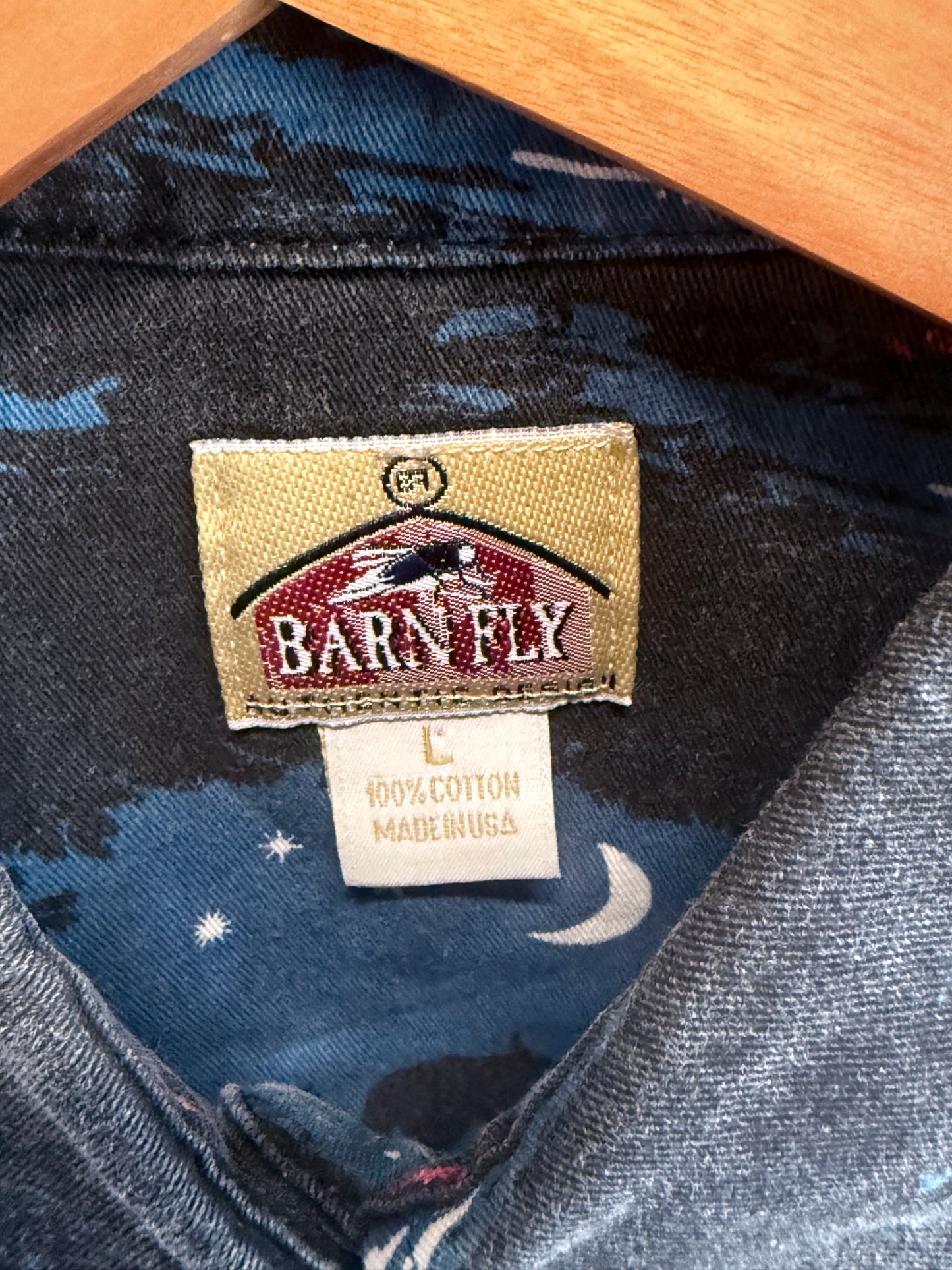 Vintage Barn Fly Western Campfire Button Up Shirt Size Large