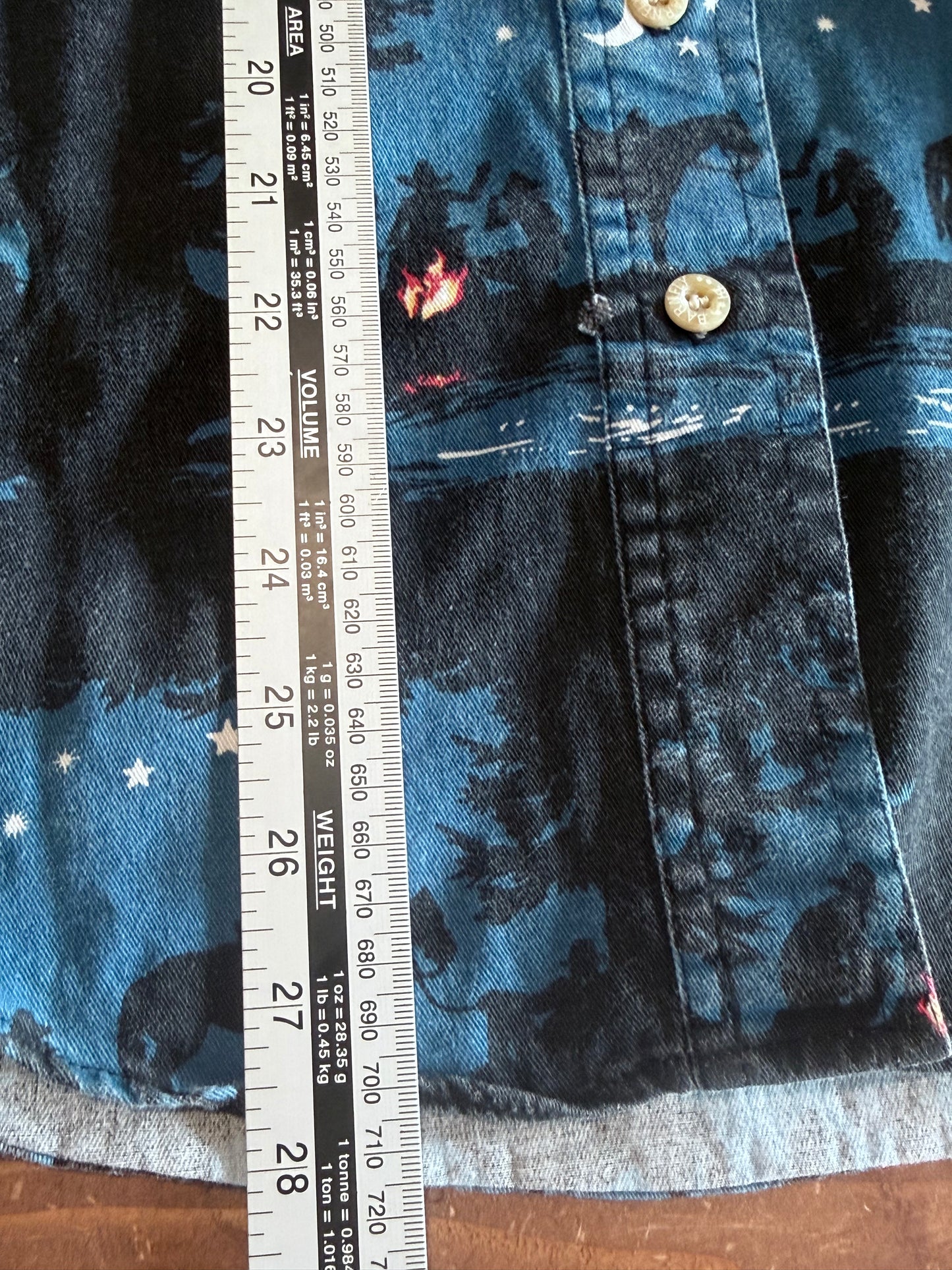 Vintage Barn Fly Western Campfire Button Up Shirt Size Large