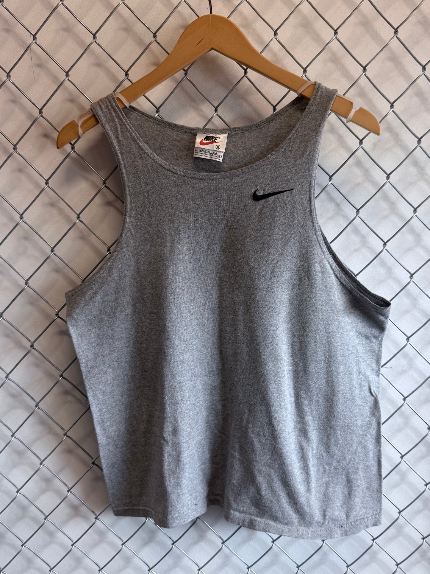 Vintage 90's Nike Grey Small Swoosh Tank Top Shirt Size XL