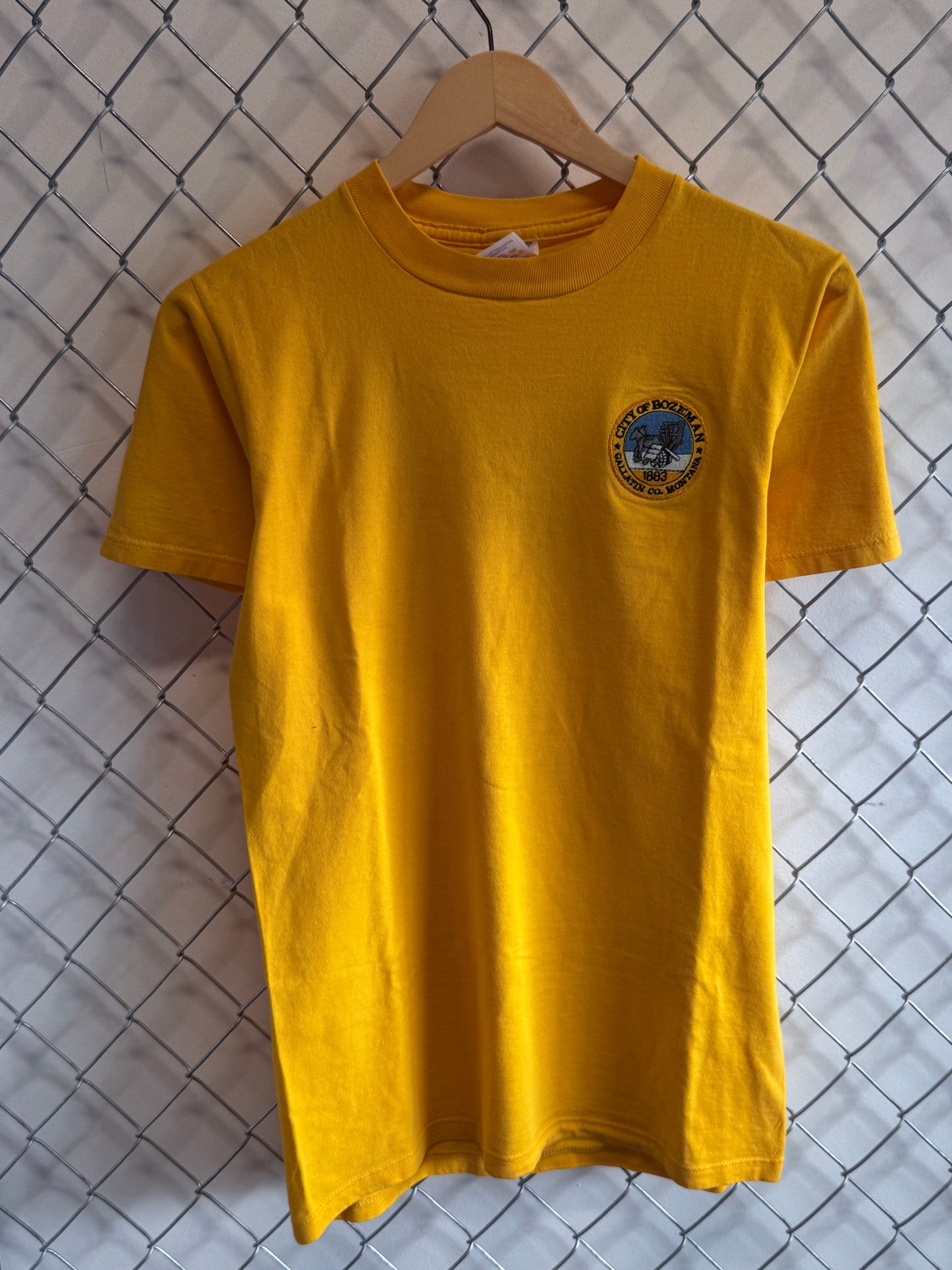 Vintage 90's City of Bozeman Flag Yellow Graphic Tee Size Small