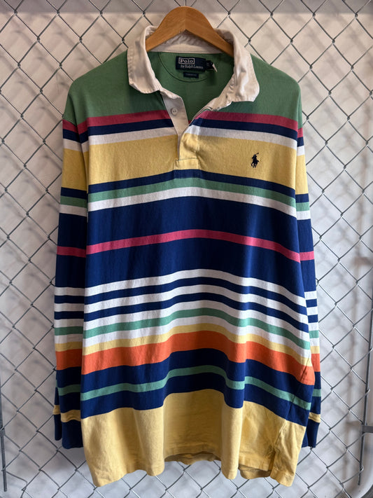 Vintage Polo Ralph Lauren Multicolor Striped Rugby Shirt Size XXL