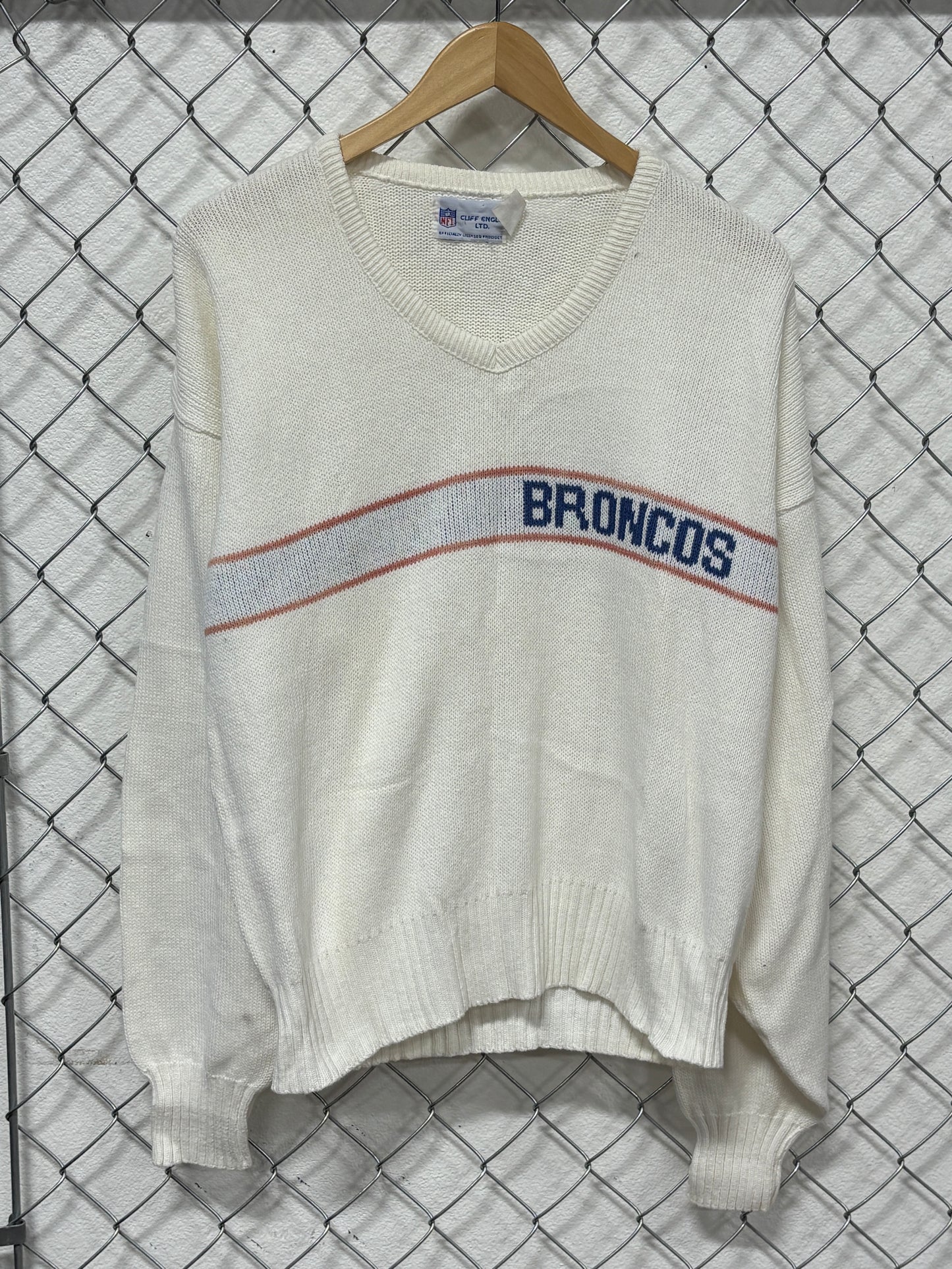 Vintage 90's Cliff Eagle Denver Broncos NFL Knit Sweater Size Medium