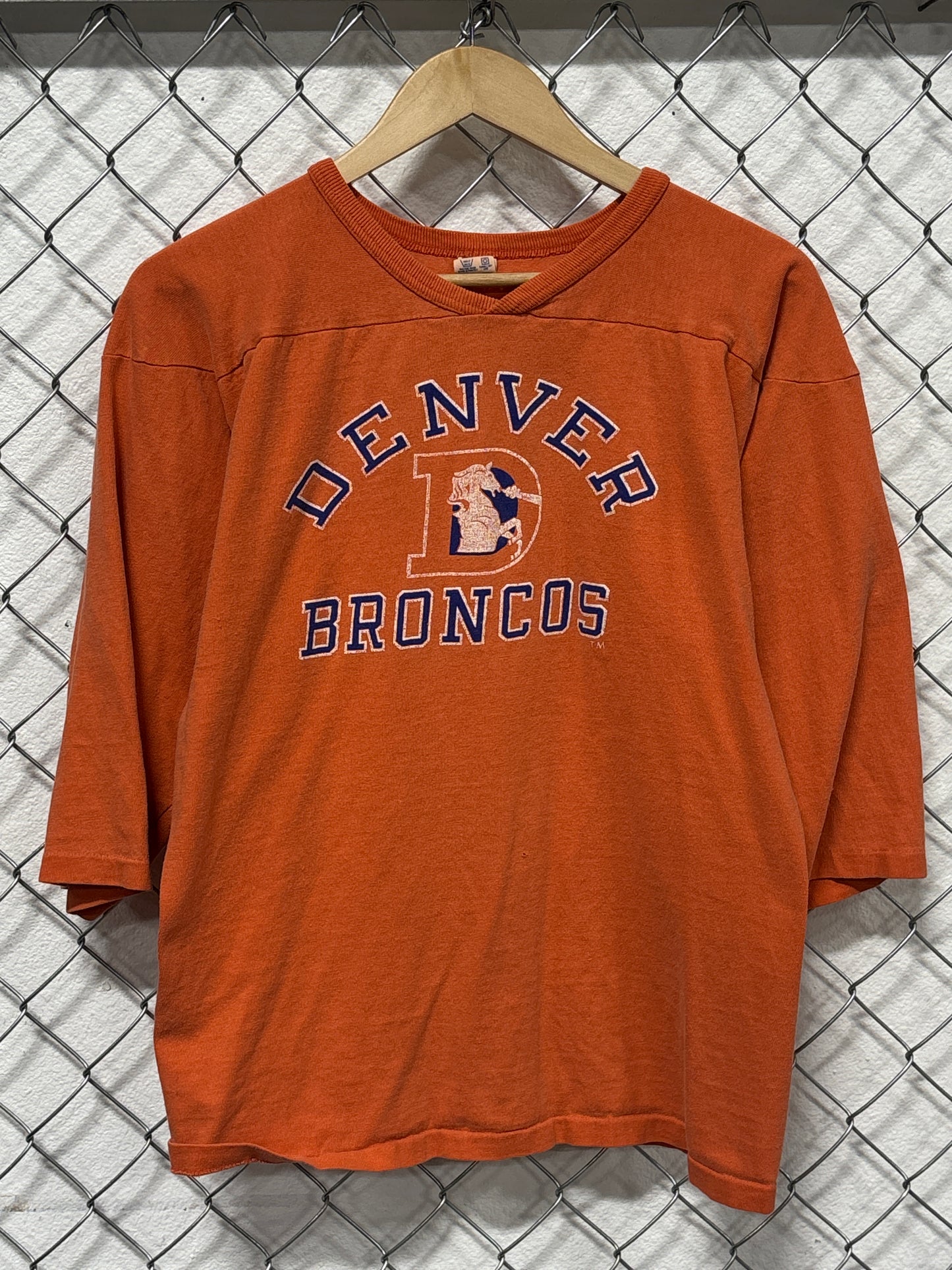 Vintage 90's Champion Denver Broncos Old Logo 3/4 Sleeve Shirt Size Large