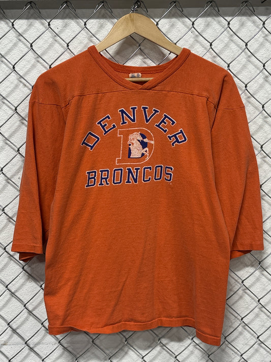Vintage 90's Champion Denver Broncos Old Logo 3/4 Sleeve Shirt Size Large