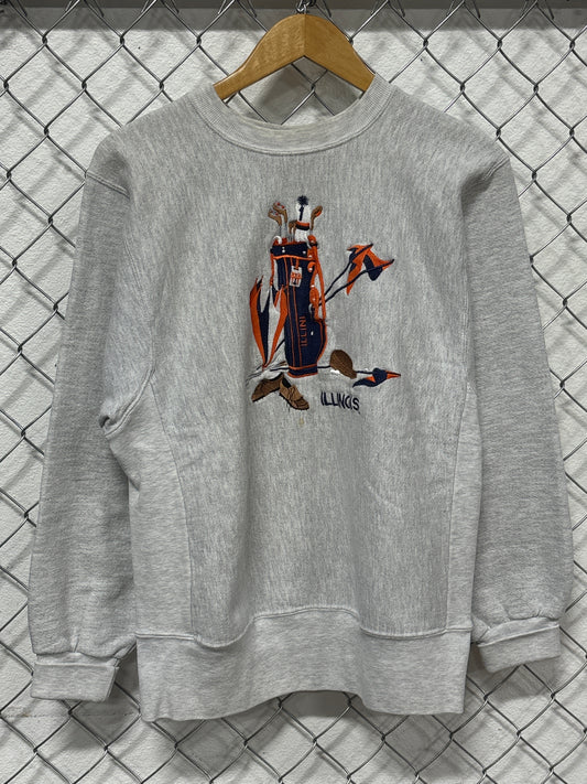 Vintage Illinois Illini Golf Team Collegiate Crewneck Sweater Size Medium