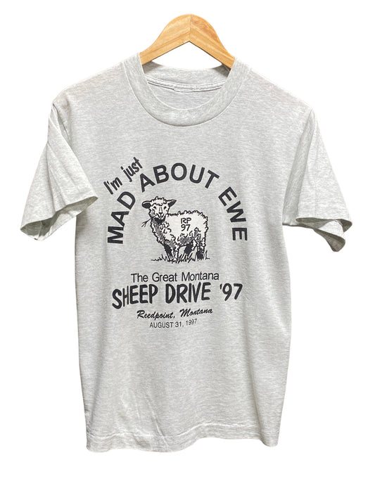 Vintage 1997 Mad About Ewe Sheep Drive Montana Graphic Tee Size S/M