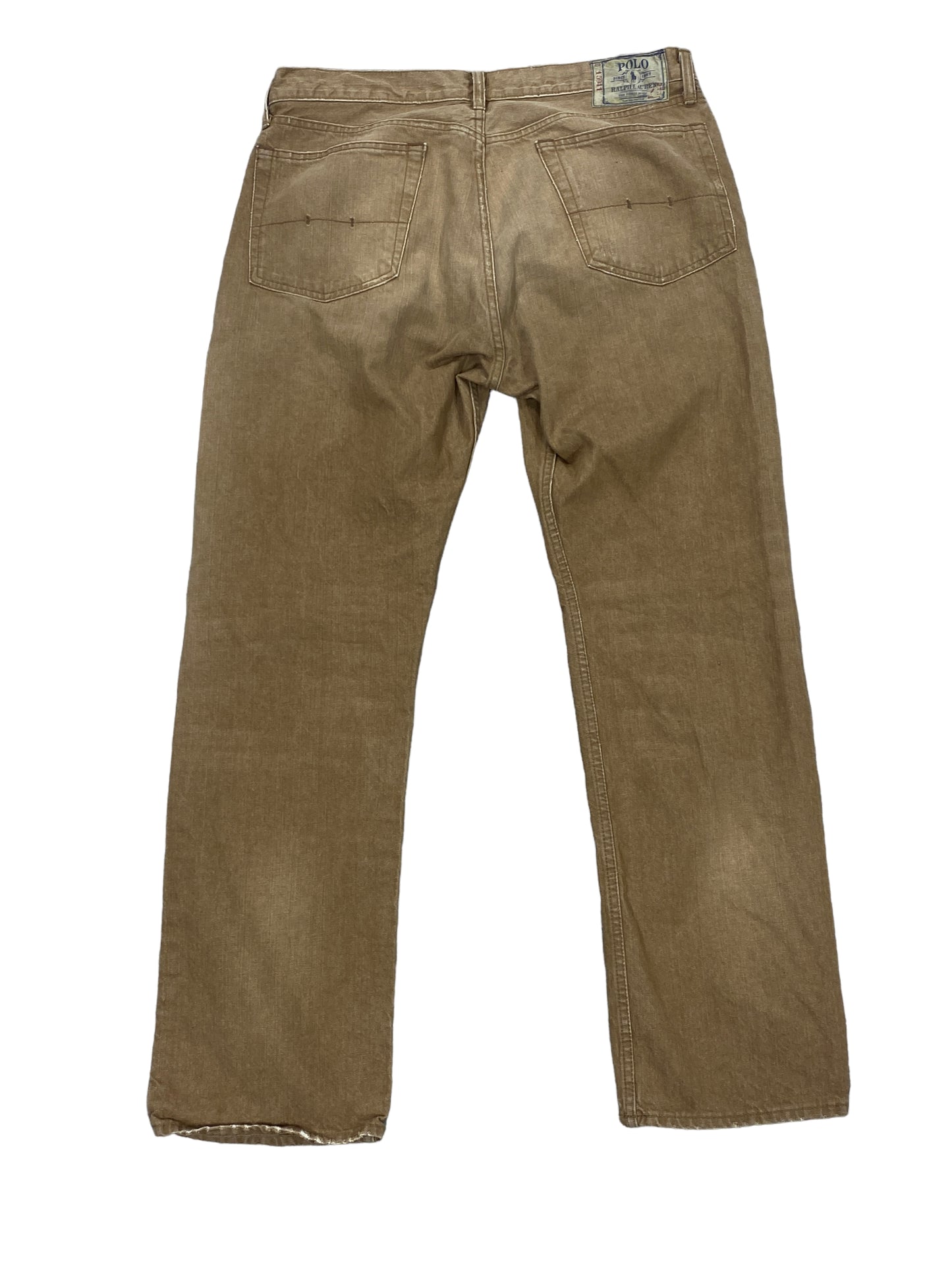 Vintage Polo Ralph Lauren Baxter Embroidered Tan Pants Size 36x32