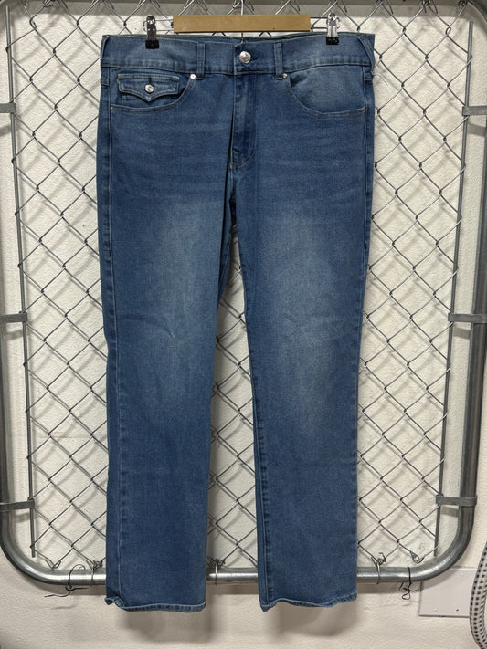 True Religion Ricky Relaxed Straight Leg Blue Denim Jeans Size 36x32