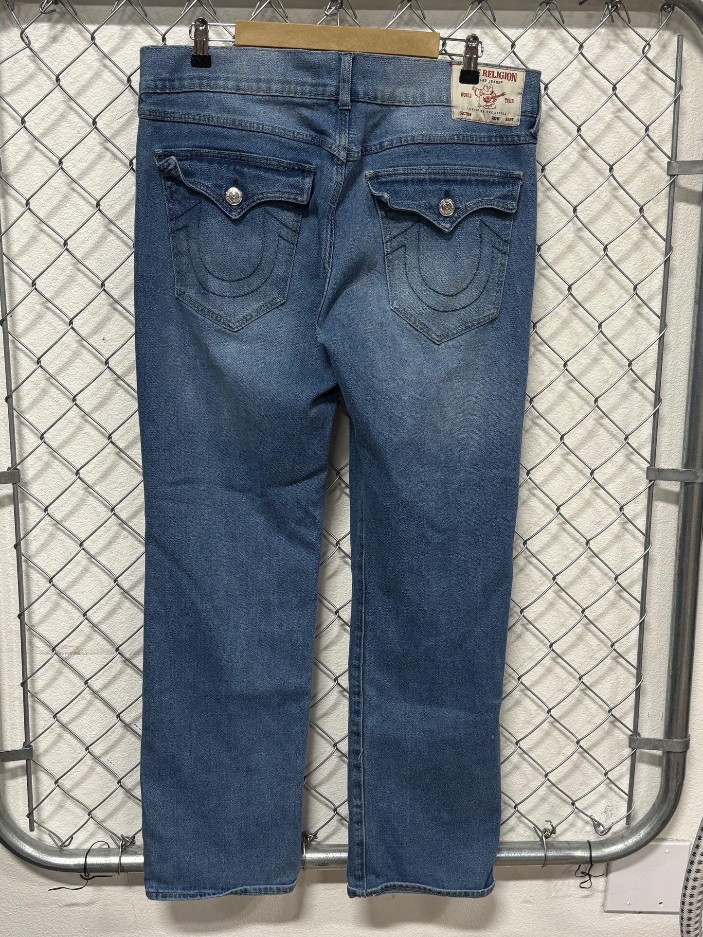 True Religion Ricky Relaxed Straight Leg Blue Denim Jeans Size 36x32