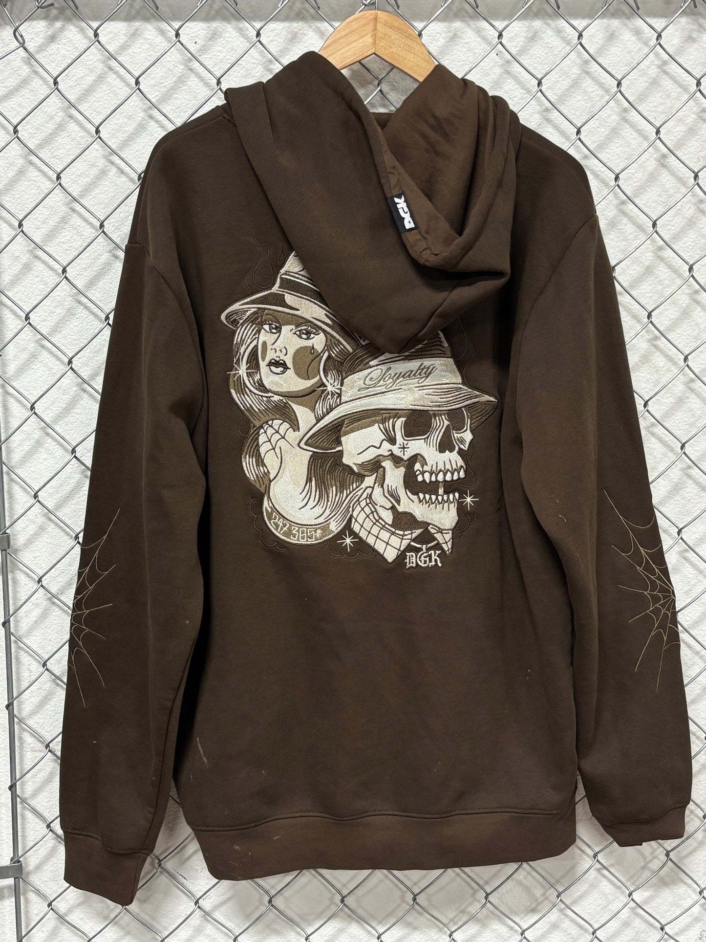 DGK Brown Spiderweb Hoodie Size XL