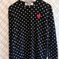 CDG Play Polka Dot Heart Logo Long Sleeve Shirt Size Large