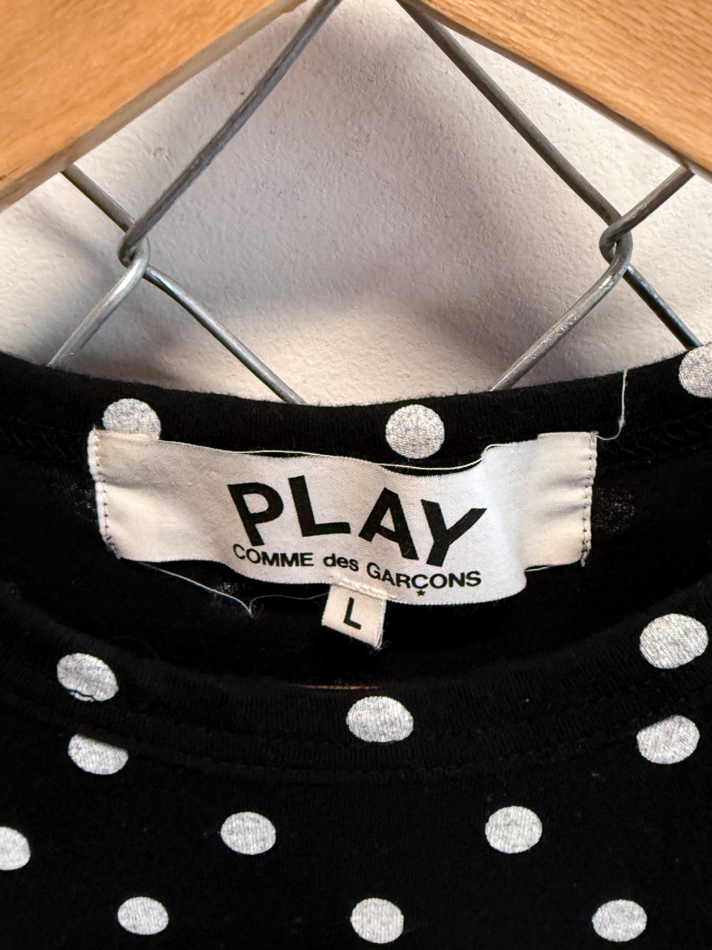 CDG Play Polka Dot Heart Logo Long Sleeve Shirt Size Large