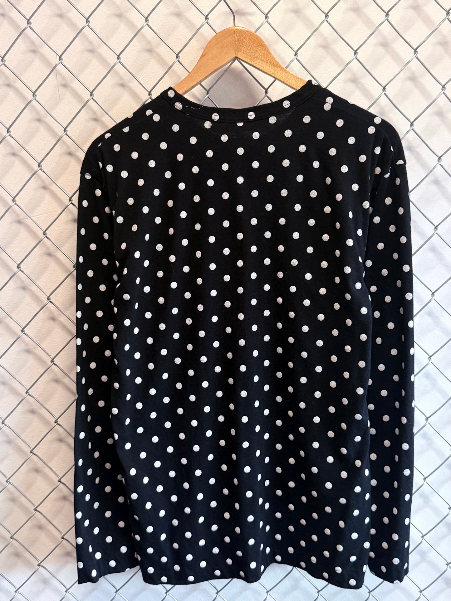 CDG Play Polka Dot Heart Logo Long Sleeve Shirt Size Large