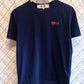 CDG Play Two Hearts Navy Blue Shirt Size Large