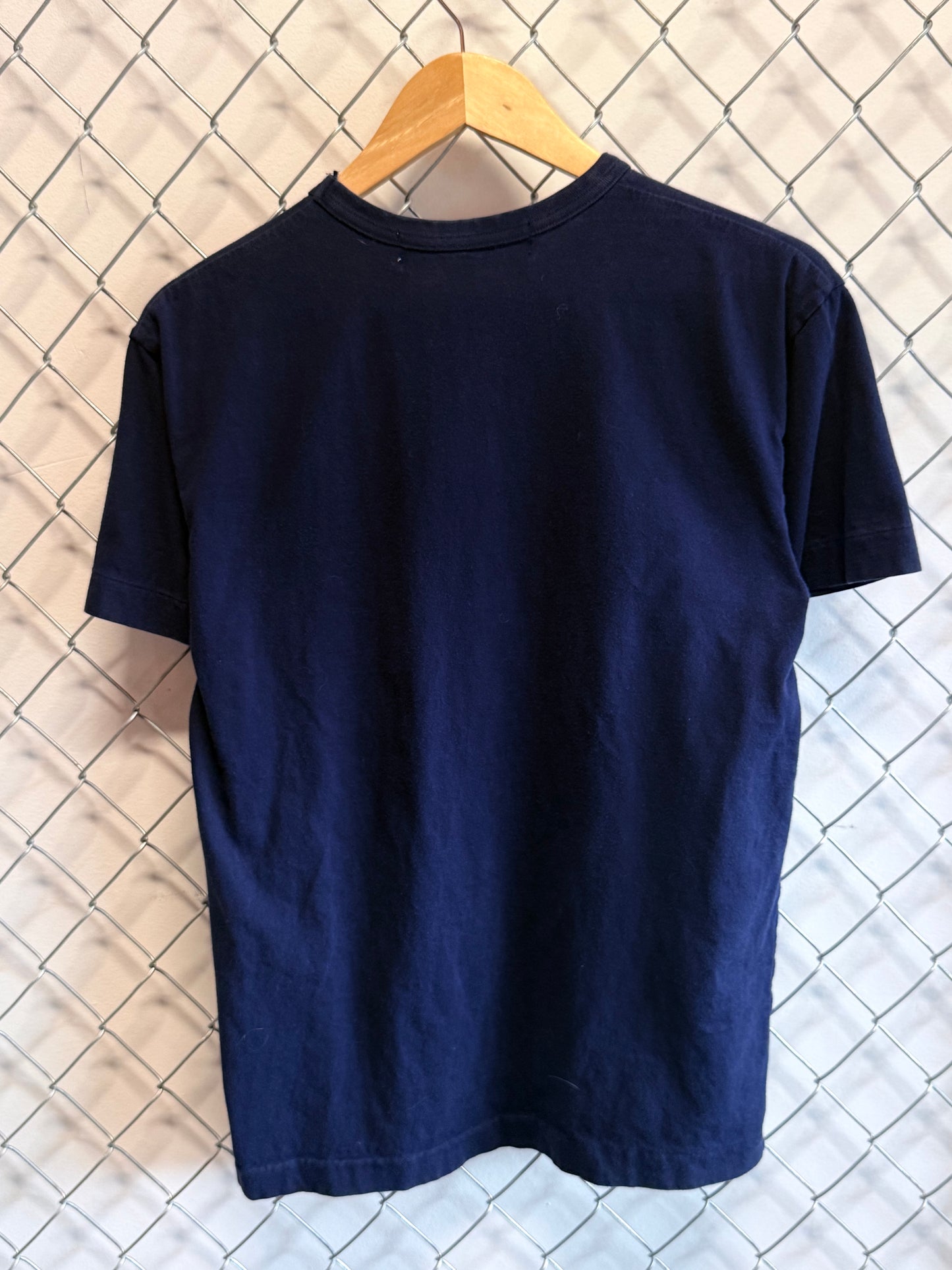 CDG Play Two Hearts Navy Blue Shirt Size Large