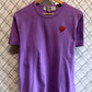 CDG Play Purple Heart Logo Short Sleeve Shirt Size XL