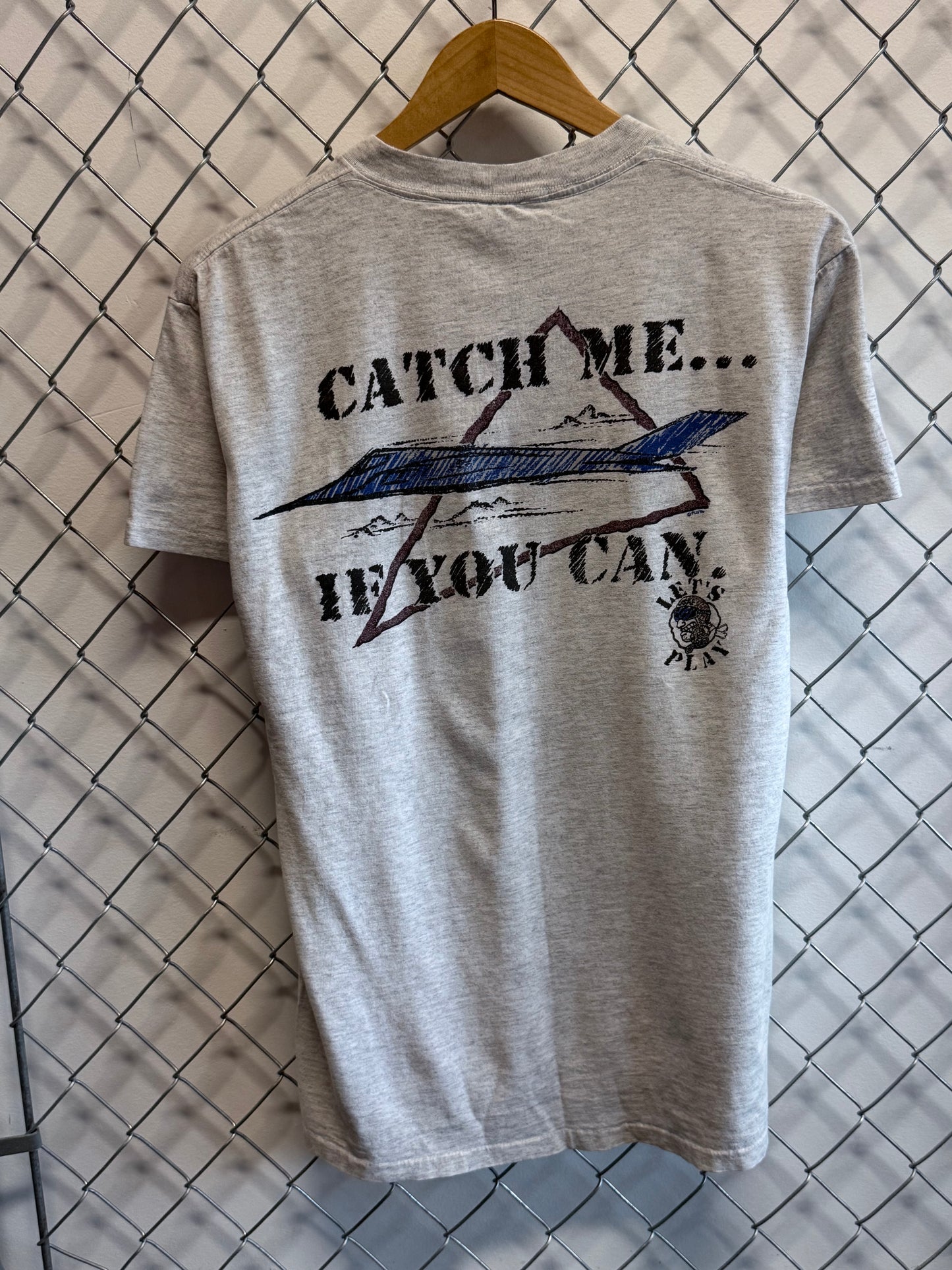 Vintage 90's Catch Me If You Can Fighter Pilot Jet Graphic Tee Size Medium