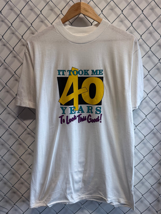 Vintage 90's 40th Birthday Humor Graphic Tee Size XL