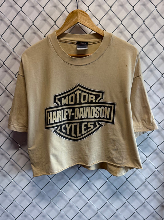 Vintage Harley Davidson Macon Georgia Cropped Biker Tee Size XL