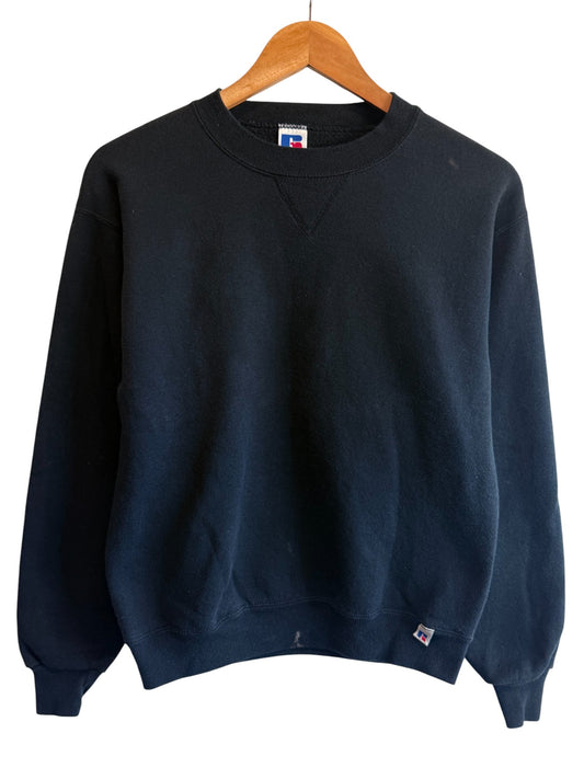 Vintage 90's Russell Athletic Black Blank Crewneck Sweater Size Small (Youth L)