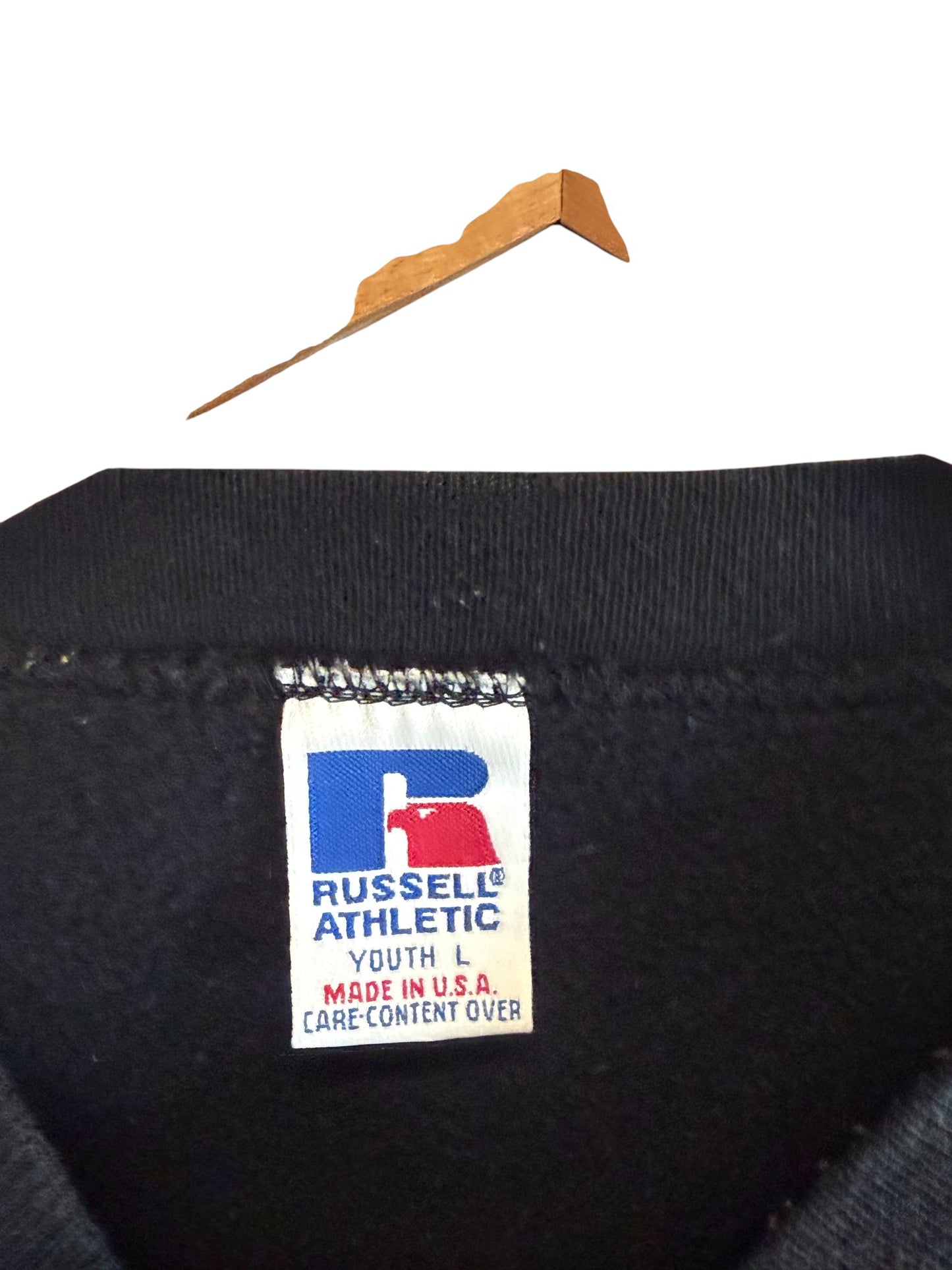 Vintage 90's Russell Athletic Black Blank Crewneck Sweater Size Small (Youth L)