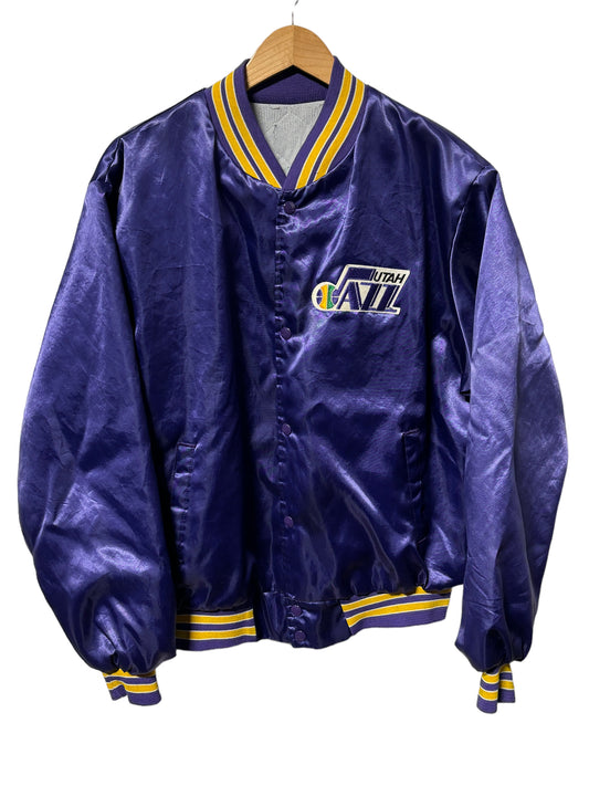 Vintage 80's Locker Line Utah Jazz Satin Bomber Style Jacket Size XL