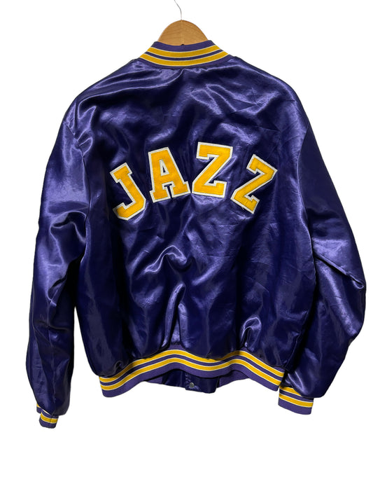 Vintage 80's Locker Line Utah Jazz Satin Bomber Style Jacket Size XL