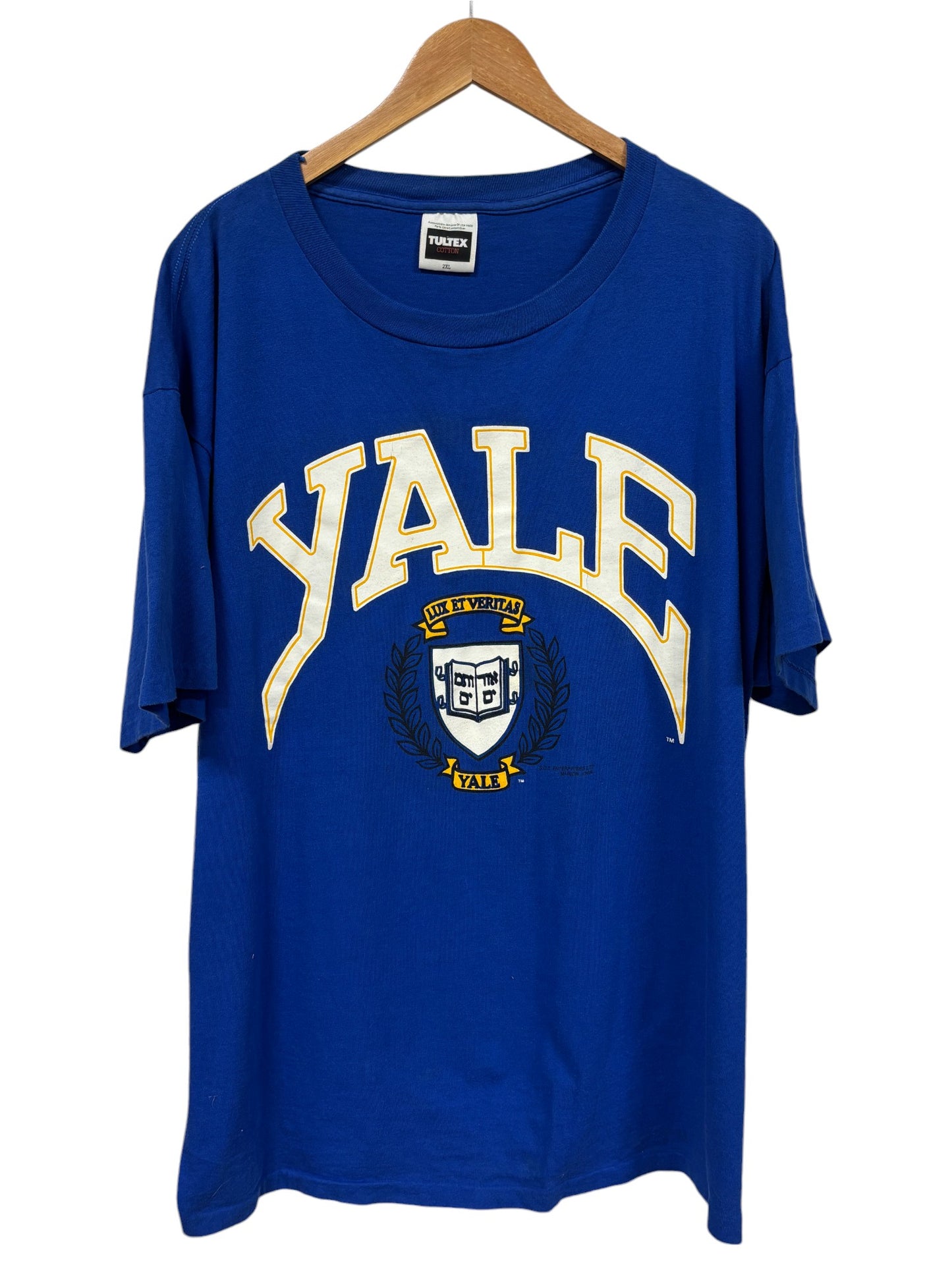 Vintage 90's Tultex Yale Collegiate Crest Graphic Tee Size XXL