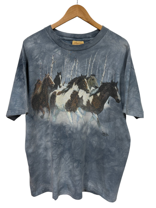 Vintage 1999 The Mountain Wild Horses Nature Graphic Tee Size XL