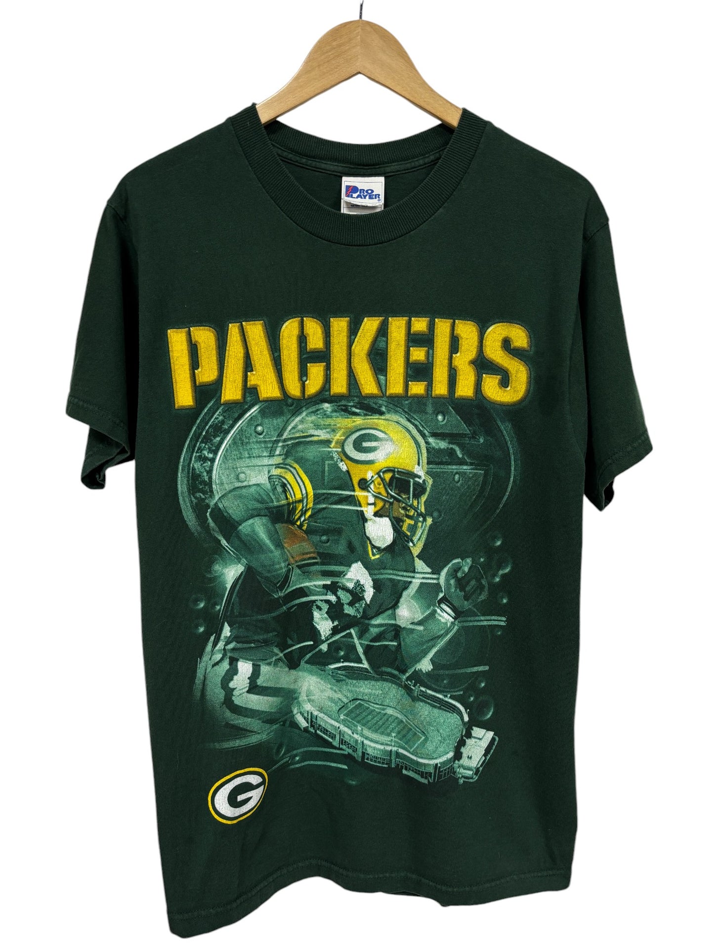 Vintage 90's Pro Player Green Bay Packers NFL Graphic Tee Size Medium