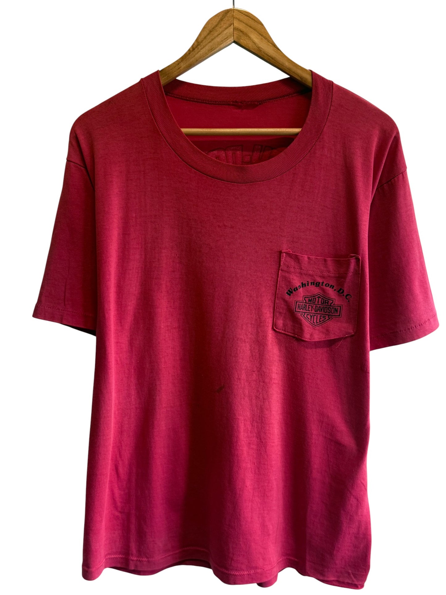 Vintage 80's Harley Davidson Washington DC Biker Pocket Tee Size Large