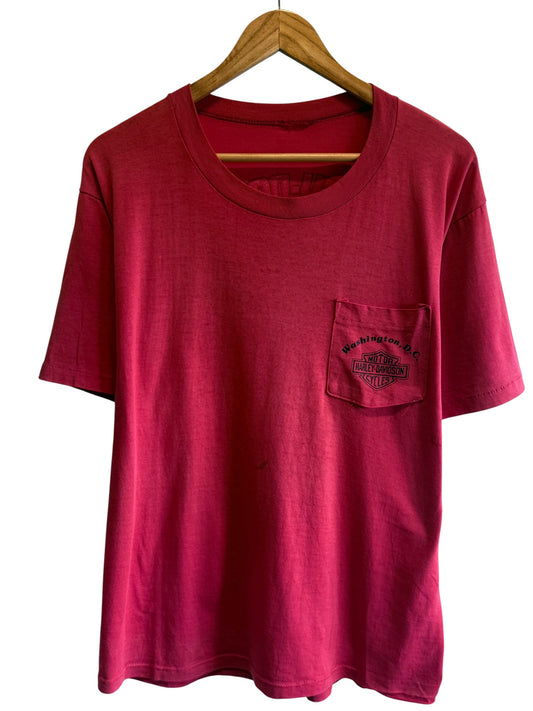 Vintage 80's Harley Davidson Washington DC Biker Pocket Tee Size Large