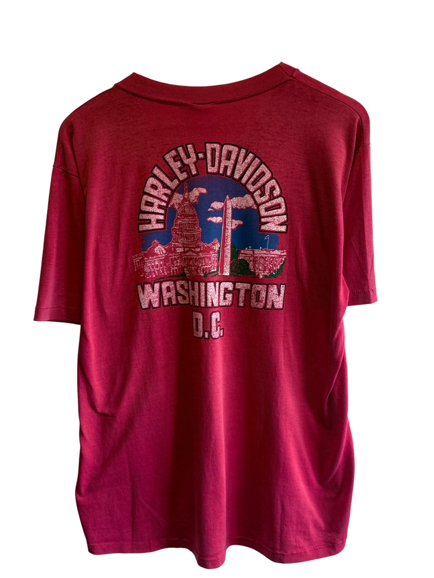 Vintage 80's Harley Davidson Washington DC Biker Pocket Tee Size Large