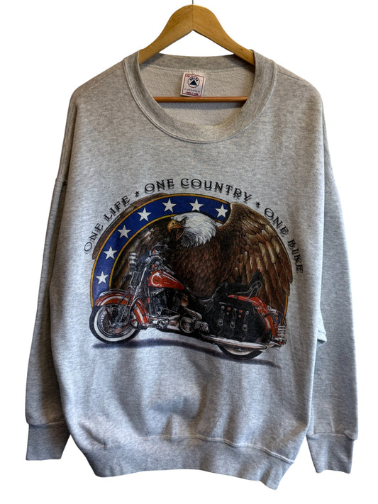 Vintage 90's One Life One Country One Bike Harley Sweater Size XXL