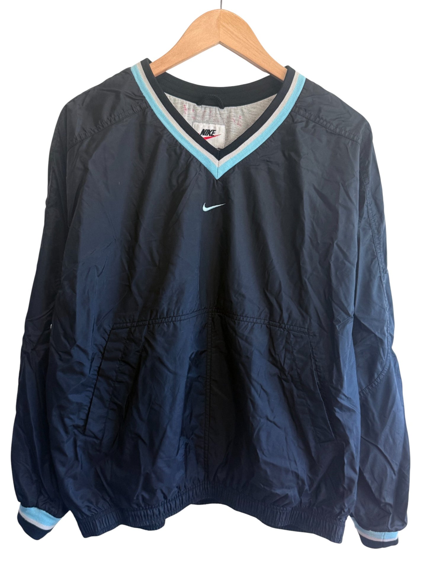 Vintage 90's Nike Center Swoosh Black Pullover Windbreaker Jacket Size Medium