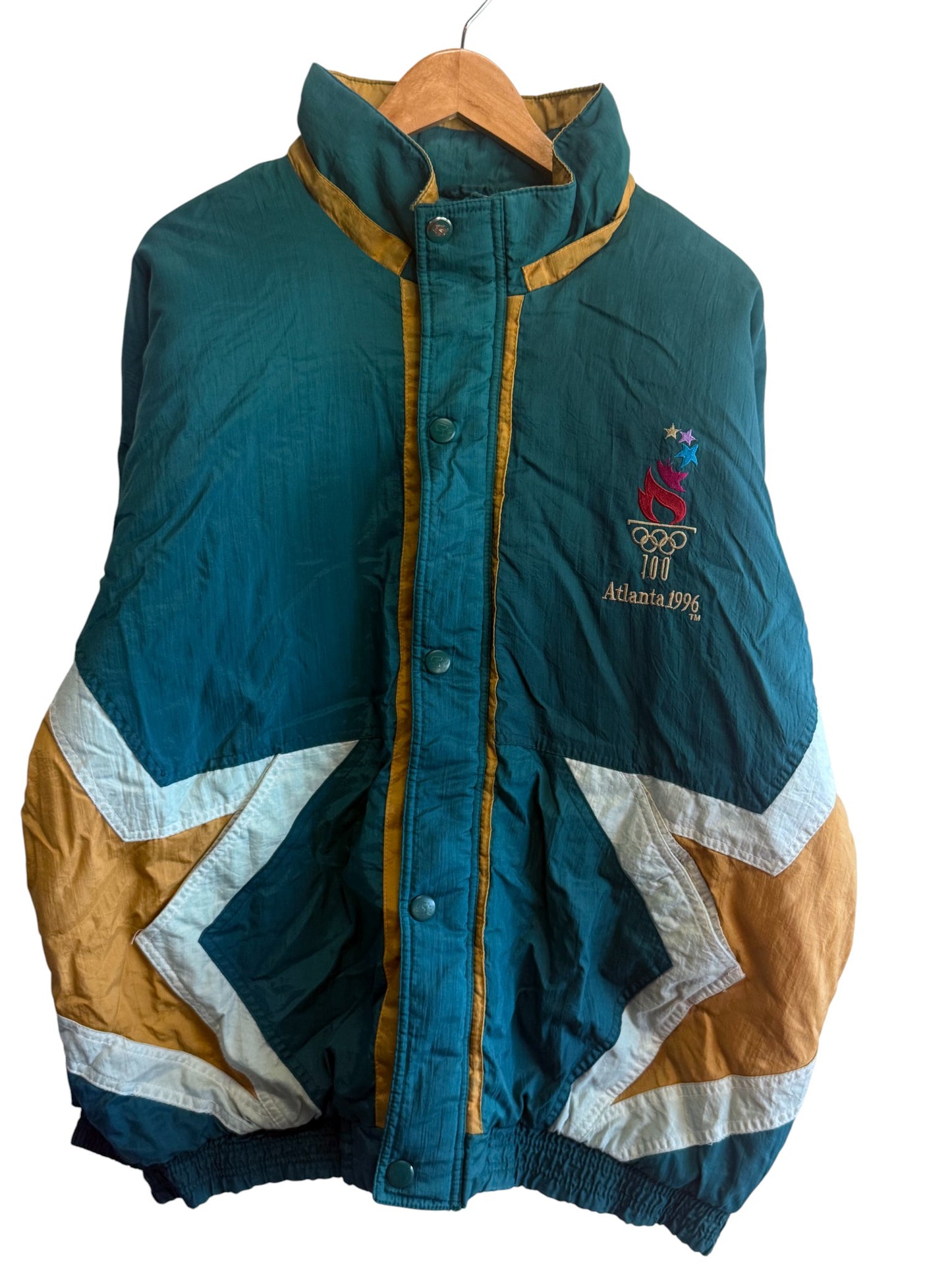Vintage 1996 Starter Atlanta Olympics Stars Big Puffer Jacket Size XL