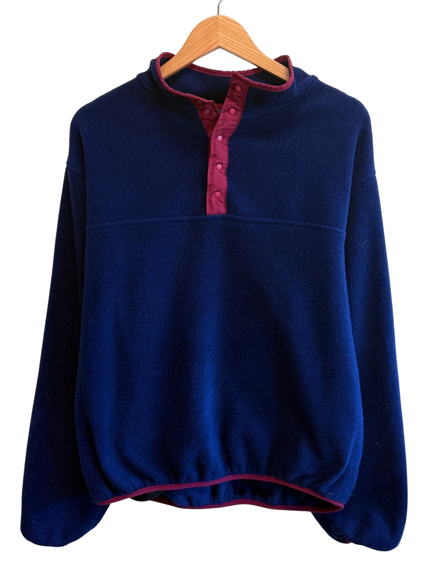 Vintage 90's Lands End Snap T Blue Fleece Sweater Size Medium